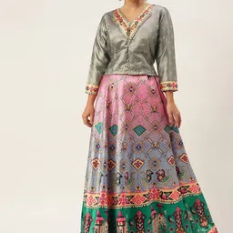 Kaizen TEXO FAB Printed Semi-Stitched Lehenga & Unstitched-image-4