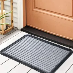 ANA Grey & Black Striped Rectangular Doormats-40