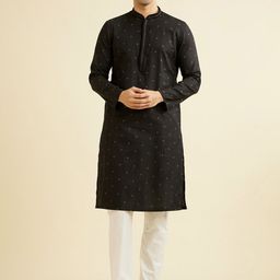 Manyavar Ethnic Motifs Woven Design Pure Cotton Straight Kurta With Trousers-image-27