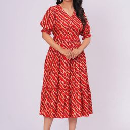 DECORIS Adults-Women Red Cotton Dresses-picture-7