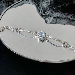 GOLDIWALA Women Crystals Mirror Silver-Plated Wraparound Bracelet-image-84