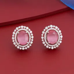 Kushal's Fashion Jewellery Rhodium-Plated Circular Shaped Zircon Studs Earrings-picture-11