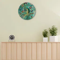THE QUIRKY HOME Green Emerald Peacock Floral Printed Ceramic Decorative Wall Decor-image-95