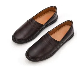 STEPHORN Men Brown & Tan Solid Synthetic Leather Slip-On Round Toe Loafers & Rubber Sole-picture-47