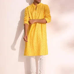 Fabindia Geometric Printed Mandarin Collar Straight Kurta-image-53