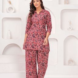 BAESD Paisley Printed Shirt Collar Pure Cotton Tunic With Trouser-picture-56