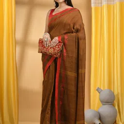 DESH BIDESH Woven Design Pure Cotton Taant Saree-image-4