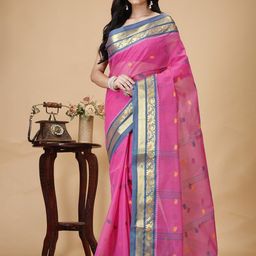 SLAGHA Woven Design Zari Pure Cotton Taant Saree-image-99