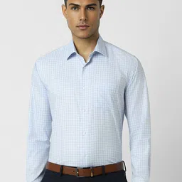 Van Heusen Men Spread Collar Checked Cotton Slim Fit Formal Shirt-image-60
