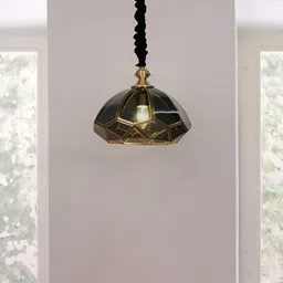 Fos Lighting Black & Gold-Toned Textured Glass Abstract Shaped Ceiling Lamp-image-28