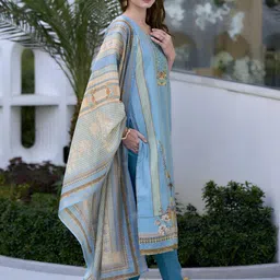YOELLA Women Regular Sequinned Kurti with Trousers & With Dupatta image 2