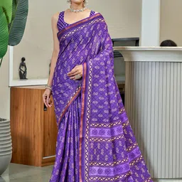 Panzora Floral Zari Bagru Saree-picture-24