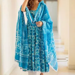 Anouk Rustic Ethnic Motifs Printed Anarkali Kurta with Trousers & Dupatta image 2