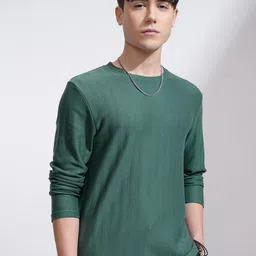 HIGHLANDER Men Self Design Round Neck Cotton Relaxed Fit T-shirt-image-58