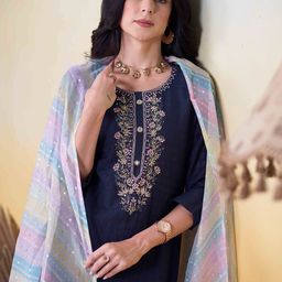 Anouk Women Ethnic Motifs Embroidered Regular Mirror Work Kurta with Trousers & With Dupatta-image-68