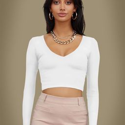 Dream Beauty Fashion V-Neck Fitted Crop Top-image-95