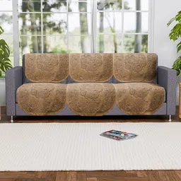 Kuber Industries Gold-Toned Set of 6 Floral Pure Cotton Three Seater Sofa Covers-10