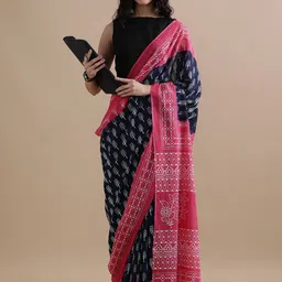 Jaipur Kurti Floral Pure Cotton Saree-image-85