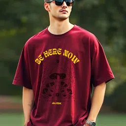 AUSK Men Typography Printed Applique T-shirt-picture-38