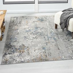 Kaleen India Blue Polyester Abstract Anti-Skid Carpets-image-21