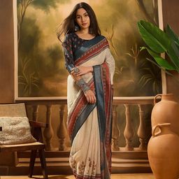 Sangria Solid Banarasi Saree With Blouse Piece-image-11