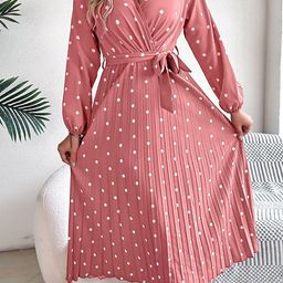 StyleCast x Revolte Polka Dot Print Wrap Maxi Dress-picture-44