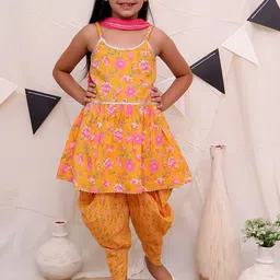Ka-mee Girls Floral Printed Empire Pure Cotton Kurti with Dhoti Pants & With Dupatta-picture-38