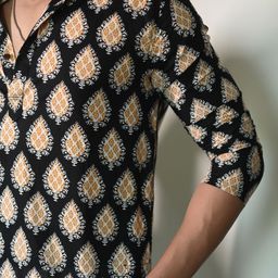 Style Matters Men Printed Cold-Shoulder Sleeves Thread Work Kurta image 5