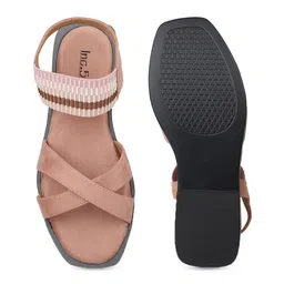 Inc 5 Women Textured Open Toe Ankle Loop Flats image 5