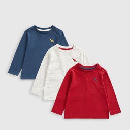 mothercare Boys Pack Of 3 Solid Cotton T-shirts-image-91
