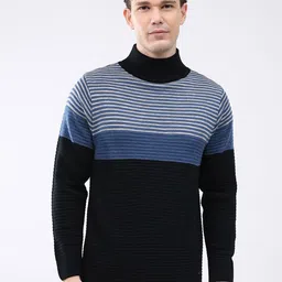 Monte Carlo Men Striped High Neck Long Sleeves Pullover Sweater-picture-9
