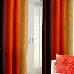 BELLA TRUE Orange & Brown 2 Pieces Regular Door Curtains-image-50