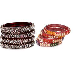 SOMIL Set Of 8 Artificial Stones and Beads Studded Glass Bangles-image-60