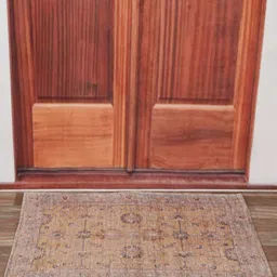 Aura Blue & Brown Textured Anti Skid Doormat-58