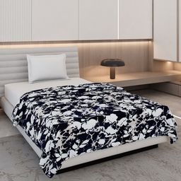Monte Carlo Black & White Floral Printed AC Room 290 GSM Single Bed Blanket-image-29