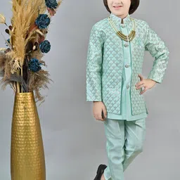 ahhaaaa Sequin Printed Sherwani Set With Maala image 3
