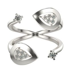 VALANOVA White Gold Plated Sterling Silver Certified 0.22 Ct Lab Grown Diamond Ring-image-52