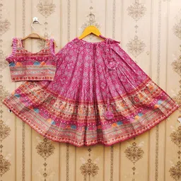 DHRUV CREATION Girls Printed Tie and Dye Ready to Wear Lehenga & Blouse With Dupatta-10