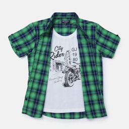 Gini and Jony Boys Standard Tartan Checks Opaque Checked Casual Shirt-image-96