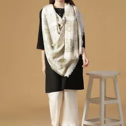 SHINGORA Celestial Weave Floral Woven Design Jacquard Pure Woollen Shawl-picture-24
