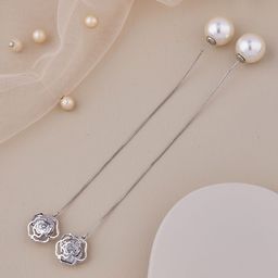 GC PREMIUM JEWELLERY Silver-Plated Stainless Steel Pearls Studded Studs-image-85