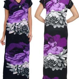 PHALIN Women Multicoloured Satin Printed Nightdress-image-18