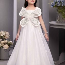 Lagorii Girls Sleeveless And Butterfly Embellished Gown White Dress-image-33