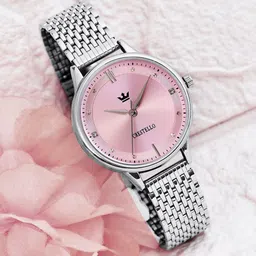 CRESTELLO Women Embellished Dial & Bracelet Style Straps Analogue Watch CR-L154-PNK-CH-image-79