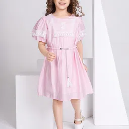 Peppermint Dyed Flutter Sleeve Sheath Dress-image-21