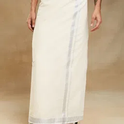 Fabindia Men Solid Woven Dhoti With Border-image-30