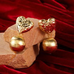 DressBerry Gold-Plated Heart Shaped Drop Earrings-21