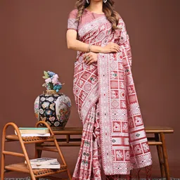 Pandadi Saree Women Woven Design Zari Linen Blend Sarees-picture-52