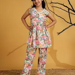 Aj DEZInES Girls Floral Printed Sleeveless Pure Cotton Top With Palazzos-image-60