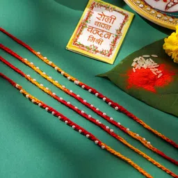 Anouk Set Of 4 Beaded Rakhis With Greeting Card Roli Chawal-image-32